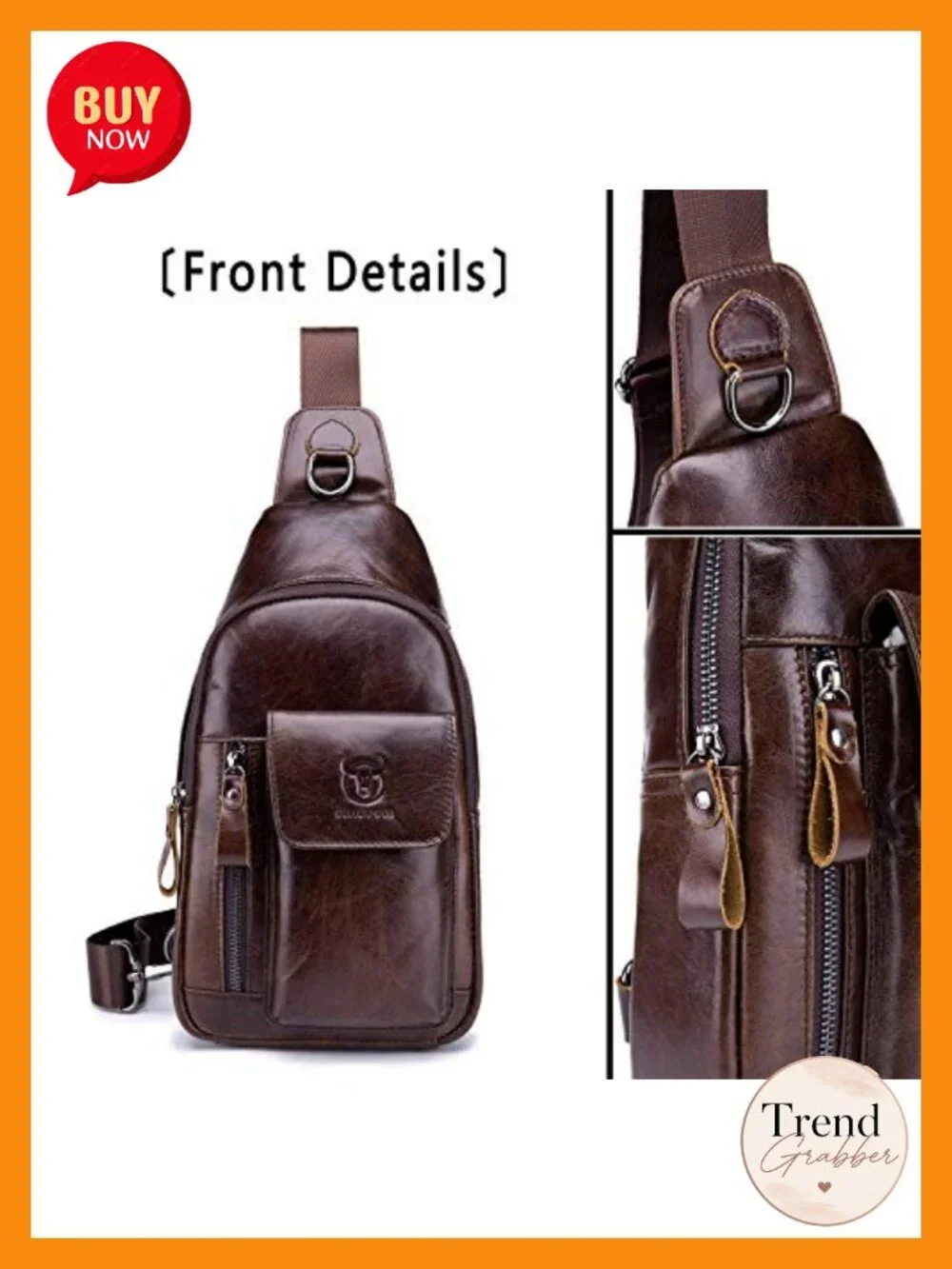 Genuine Leather Sling Bag Crossbody Shoulder Messenger for Travel Hiking Men